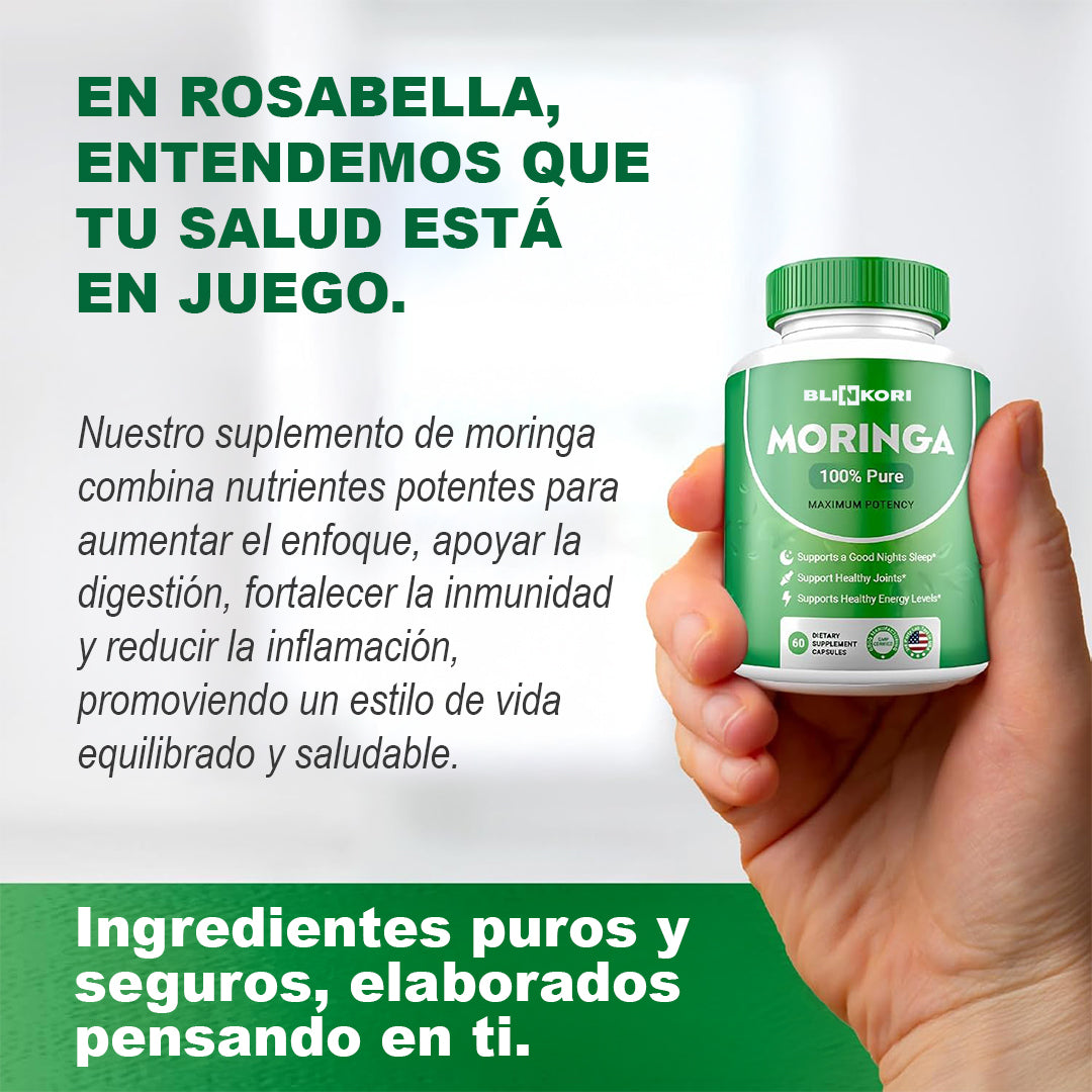 Cápsulas de Moringa Pura - 800mg Superalimento Natural para la Vitalidad y el Bienestar